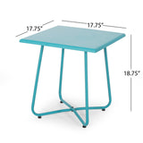 Alder Outdoor Modern 18" Side Table with Steel Legs - Teal Noble House