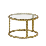 Sagebrook Home Glam Set of 2 -  Metal 22/28" Rope Side Tables, Gold 15243 Gold Metal