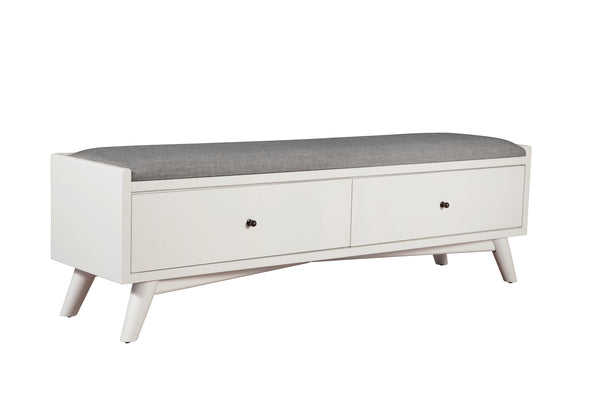 Alpine Furniture Flynn Bench, White 966-W-12 White Mahogany Solids & Okoume Veneer 59 x 15 x 18.5