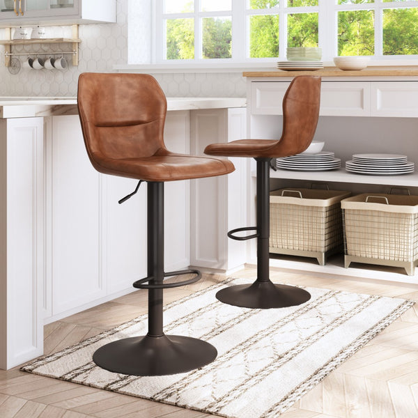 Zuo Modern Vital 100% Polyurethane, Plywood, Steel Modern Commercial Grade Barstool Vintage Brown, Dark Bronze 100% Polyurethane, Plywood, Steel