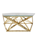 Sagebrook Home Glam Metal Hexagon Coffee Table, Gold 15436-02 Gold Metal