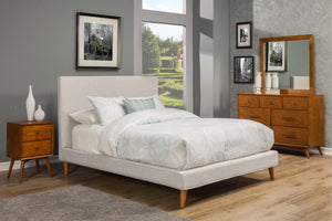 Alpine Furniture Britney California King Upholstered Platform Bed, Light Grey Linen 1096CK Light Grey Linen Poplar & Pine Solids 81 x 93 x 48