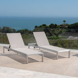 Cape Coral Gray Outdoor Mesh Chaise Lounge (Set of Two)
