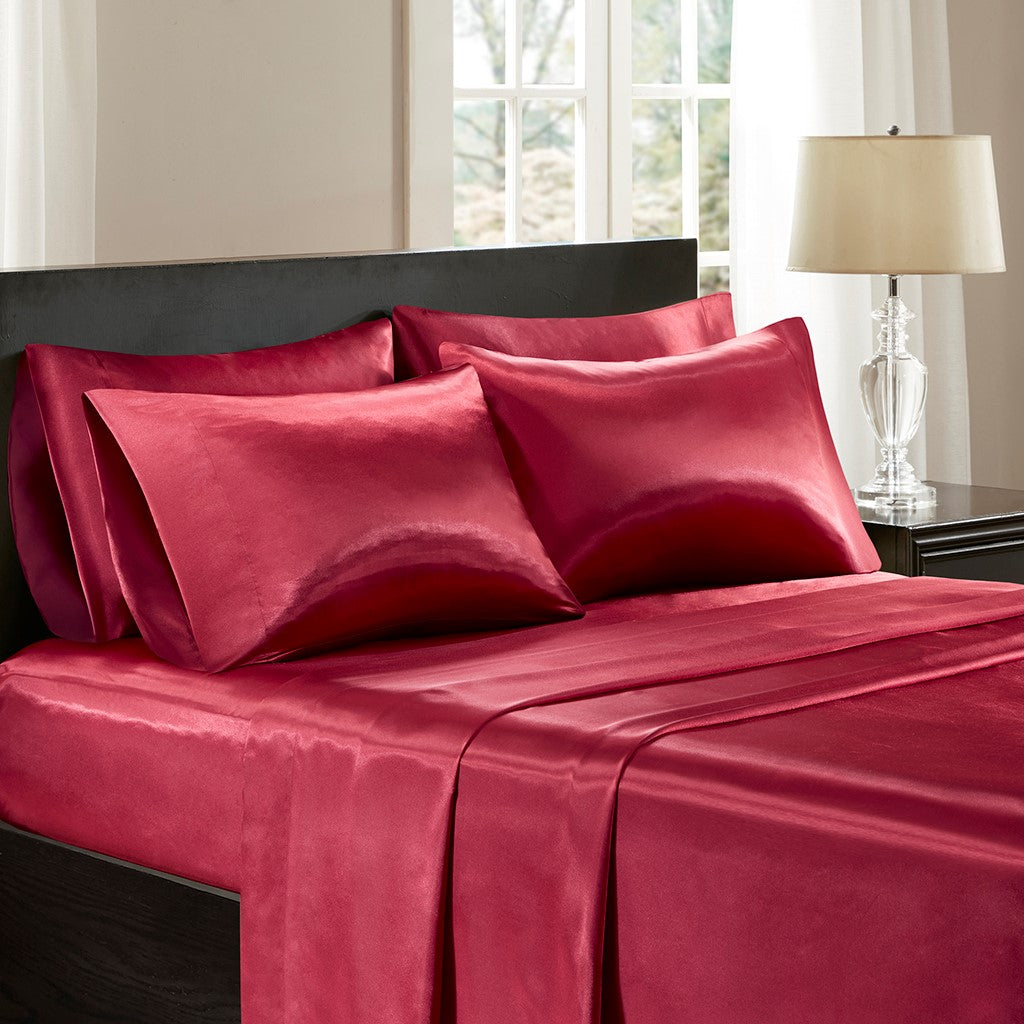 Satin Casual 100% Polyester Solid Sheet Set