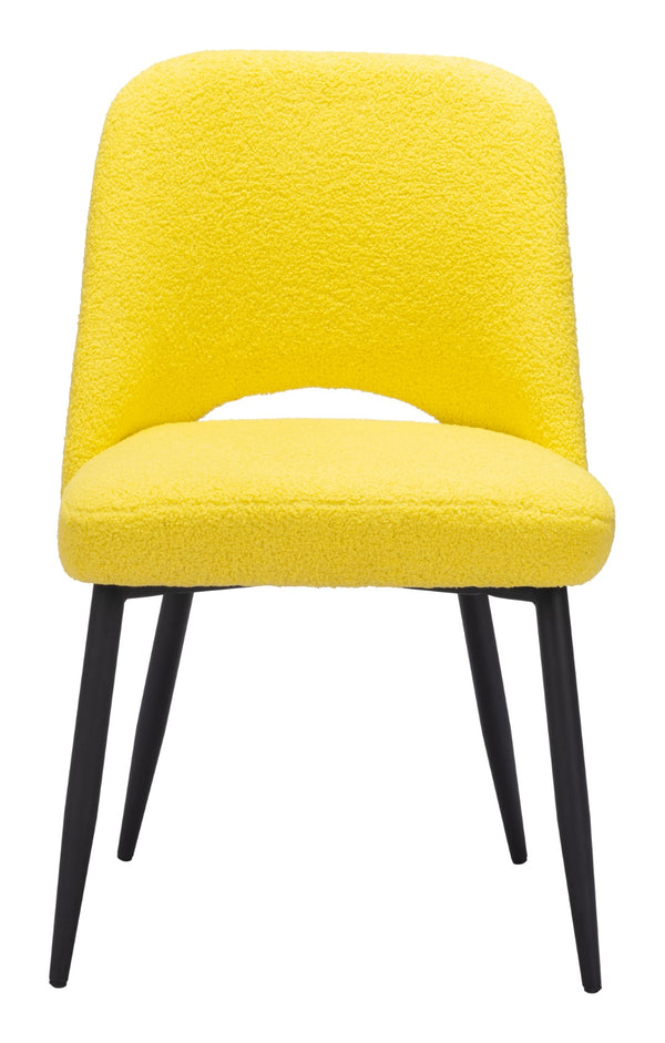 Zuo Modern Teddy 100% Polyester, Plywood, Steel Modern Commercial Grade Dining Chair Set - Set of 2 Yellow, Black 100% Polyester, Plywood, Steel