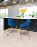 English Elm EE2885 100% Polyester, Plywood, Steel Modern Commercial Grade Counter Chair Navy, Gold 100% Polyester, Plywood, Steel