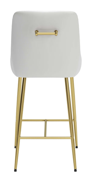 Zuo Modern Madelaine 100% Polyurethane, Plywood, Steel Modern Commercial Grade Counter Stool White, Gold 100% Polyurethane, Plywood, Steel
