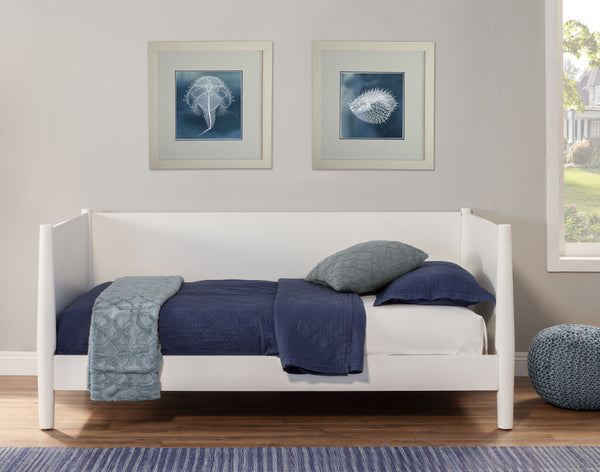 Alpine Furniture Flynn Mid Century Modern Twin Size Day Bed, White 966-W-09T Acorn Mahogany Solids & Okoume Veneer 44 x 82 x 35