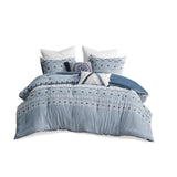 INK+IVY Dora Global Inspired Organic Cotton Chambray 3 Piece Comforter Set Blue King/Cal II10-1280