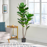 Socorro 5' x 2.5' Artificial Fiddle-Leaf Fig Tree, Green Noble House