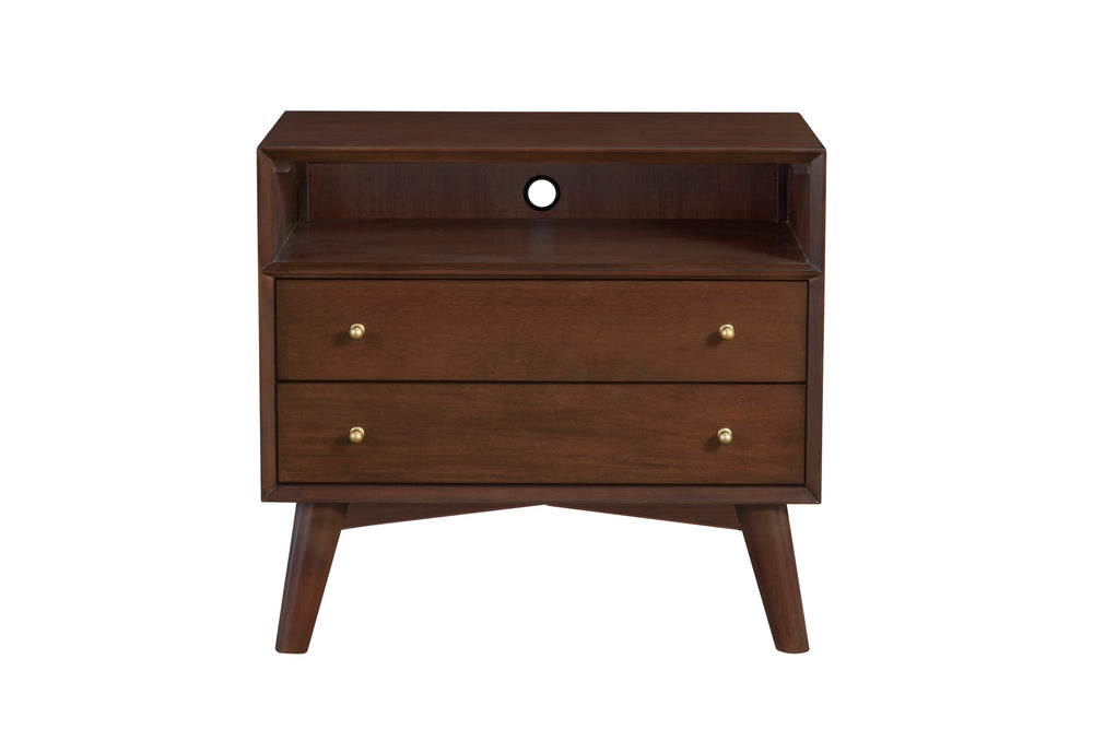 Alpine Furniture Flynn Large Nightstand, Walnut 966WAL-22 Walnut Mahogany Solids & Veneer 28 x 15 x 26