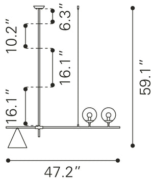 Zuo Modern Richiza Steel, Glass Modern Commercial Grade Ceiling Lamp Black Steel, Glass