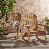 Malibu Outdoor Natural Finish Acacia Wood Adirondack Rocking Chairs (Set of 2)