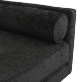 Cagle Mid-Century Modern Fabric Chaise Lounge, Black and Dark Brown Noble House