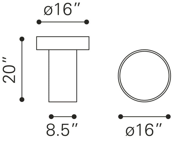 Zuo Modern Watson Mango Wood Modern Commercial Grade Side Table Black Mango Wood