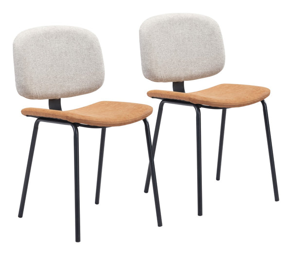 Zuo Modern Worcester 100% Polyester, 100% Polyurethane, Plywood, Steel Modern Commercial Grade Dining Chair Set - Set of 2 Beige, Brown, Black 100% Polyester, 100% Polyurethane, Plywood, Steel