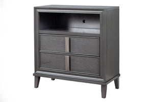 Alpine Furniture Lorraine TV Media Chest, Dark Grey 8171-11 Dark Grey Pine & Poplar Solids with Mindy Veneer 35.5 x 17 x 38