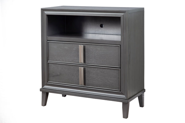Alpine Furniture Lorraine TV Media Chest, Dark Grey 8171-11 Dark Grey Pine & Poplar Solids with Mindy Veneer 35.5 x 17 x 38