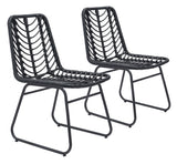 Zuo Modern Laporte Steel, Polyethylene Modern Commercial Grade Dining Chair Set - Set of 2 Black Steel, Polyethylene