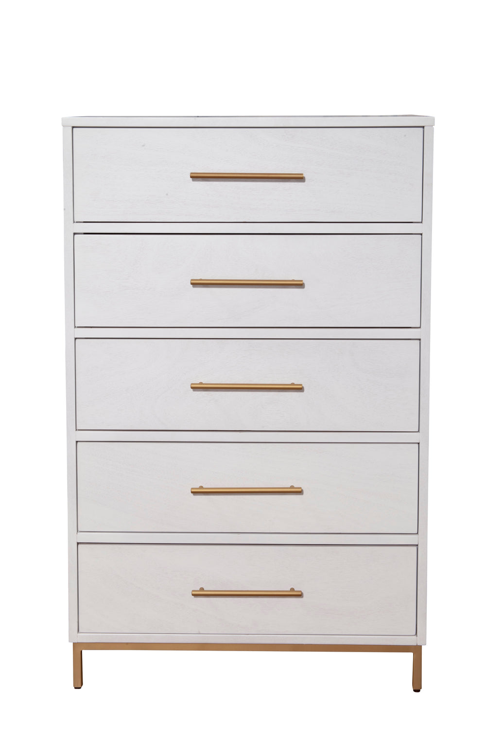 Alpine Furniture Madelyn Five Drawer Chest 2010-05 White Mahogany Solids & Veneer 30 x 18 x 48