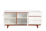 Alpine Furniture Dakota TV Console 1974-10 White with Acorn Accents Mahogany Solids & Veneer 64.5 x 18 x 28.5