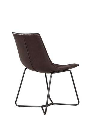 Alpine Furniture Live Edge Set of 2 Bonded Leather Side Chairs, Dark Brown 1968-03 Dark Brown Bonded Leather with Metal Legs 25 x 19.5 x 33.5