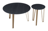 English Elm EE2662 MDF, Steel Modern Commercial Grade Accent Table Set Black, Gold MDF, Steel