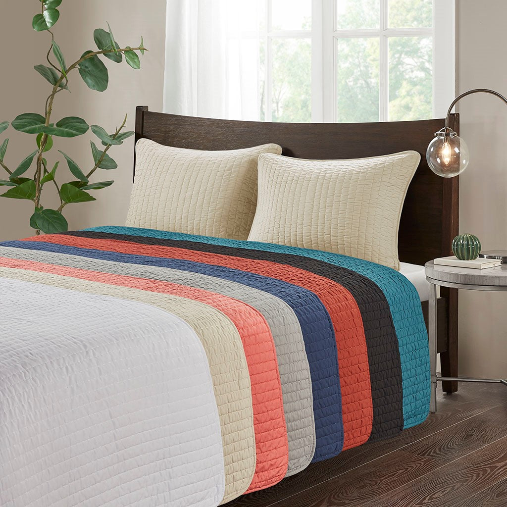 madison park keaton casual 100 polyester microfiber solid brushed coverlet set