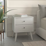 Alpine Furniture Tranquility Nightstand, White 1867-02 White Mahogany Solids & Veneer 22 x 16 x 26
