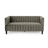 Christopher Knight Home® Weymouth Contemporary Channel Stitch Velvet 3 Seater Sofa, Gray