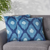 Alumore Modern Throw Pillow, Teal and Dark Blue Noble House
