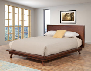 Alpine Furniture Gramercy Standard King Platform Bed 1978-07EK Walnut Mahogany Solids & Veneer 87.5 x 89 x 41