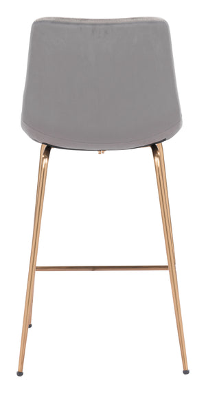 Zuo Modern Tony 100% Polyester, Plywood, Steel Modern Commercial Grade Counter Stool Gray, Gold 100% Polyester, Plywood, Steel