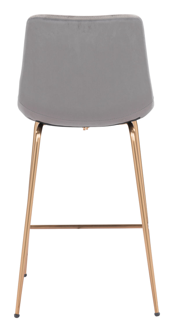 Zuo Modern Tony 100% Polyester, Plywood, Steel Modern Commercial Grade Counter Stool Gray, Gold 100% Polyester, Plywood, Steel