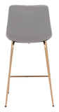 Zuo Modern Tony 100% Polyester, Plywood, Steel Modern Commercial Grade Counter Stool Gray, Gold 100% Polyester, Plywood, Steel