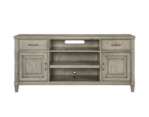 Newport 66" Sand Finish TV Console - Handcrafted Poplar & White Oak, Stylish Storage & Cable Management
