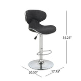 Carlota Modern Adjustable Height 24"-32" Fabric Swivel Barstool, Dark Gray Tweed Noble House