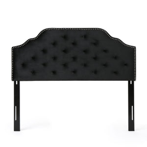 Silas Glam Velvet Full/Queen Headboard, Black Noble House