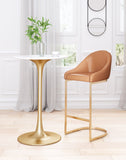 Zuo Modern Scott 100% Polyurethane, Plywood, Steel Modern Commercial Grade Barstool Tan, Gold 100% Polyurethane, Plywood, Steel