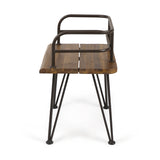 Zion Outdoor Industrial Teak Finish Acacia Wood Chairs with Rustic Metal Finish Iron Frame Noble House