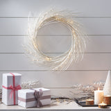 24" Pre-lit Warm White LED Artificial Christmas Wreath, Dove Glitter