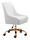 Zuo Modern Madelaine 100% Polyurethane, Plywood, Steel Modern Commercial Grade Office Chair White, Gold 100% Polyurethane, Plywood, Steel