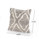 Bensley Boho Wool Throw Pillow, Natural Brown and White Noble House