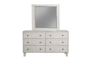 Denver Mirror - Elegant Mahogany Frame with Beveled Glass, Fully Assembled, Light Gray Finish