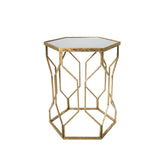 Sagebrook Home Glam Set of 2 -  Mirrored Hexagon Accent Tables 25/21" Gold 14052-02 Gold Metal