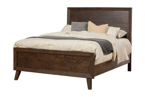 Alpine Furniture Alcott Standard King Panel bed, Tobacco 5074-07EK Tobacco Rubberwood Solids with Poplar Veneer 79 x 85 x 56