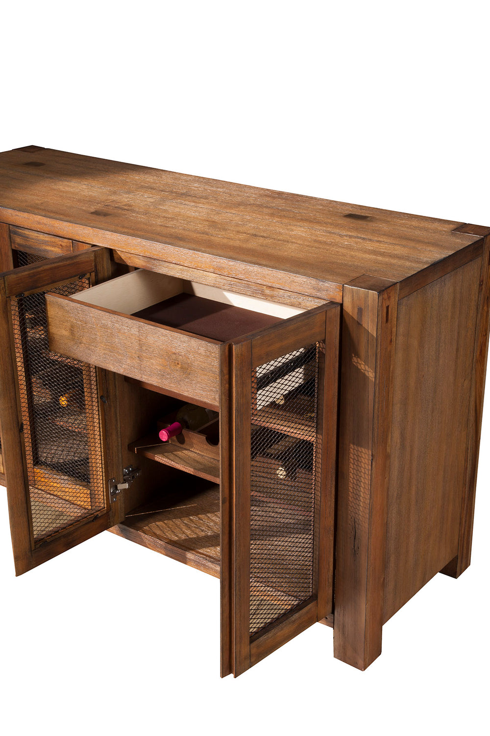 Alpine Furniture Shasta Multifunction Sideboard & Console, Salvaged Natural ORI-913-04 Salvaged Natural Plantation Mahogany Solids & Veneer 58 x 20 x 34