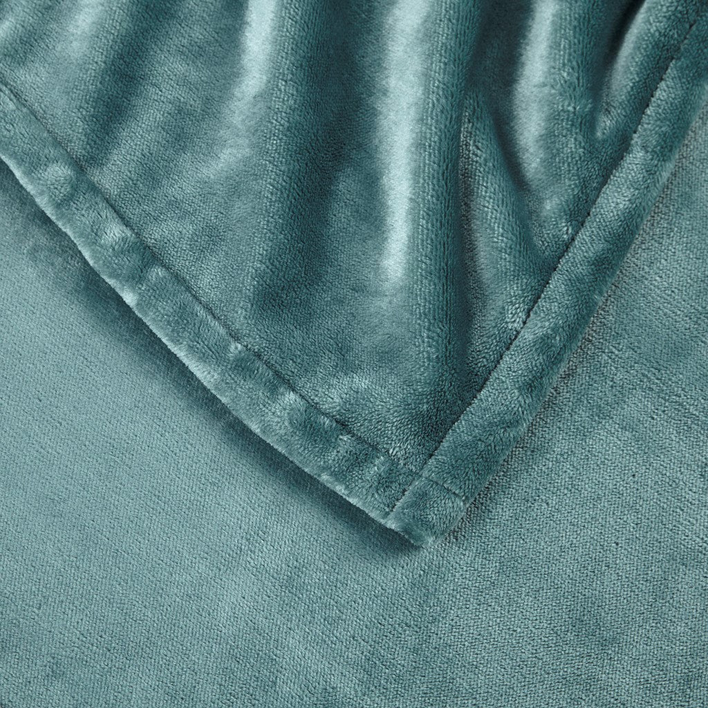 Serta Plush Heated Casual Blanket Teal King ST54-0097
