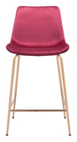 Zuo Modern Tony 100% Polyester, Plywood, Steel Modern Commercial Grade Counter Stool Red, Gold 100% Polyester, Plywood, Steel