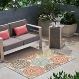 Seastar Outdoor 3'3" x 5' Medallion Area Rug, Ivory and Multi Noble House